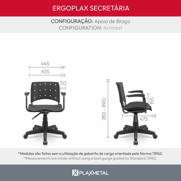 ERGOPLAX Secretaria - Silla Giratoria con Apoyabrazos - Imagen 4